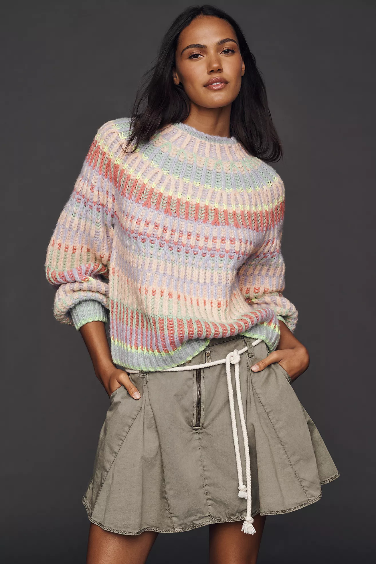 Maeve Mock-Neck Chunky Wool-Blend Sweater | Anthropologie (US)