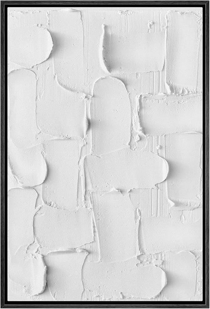 SIGNWIN Framed Canvas Print Wall Art Textured White Paint Stroke Collage Abstract Geometric Illus... | Amazon (US)