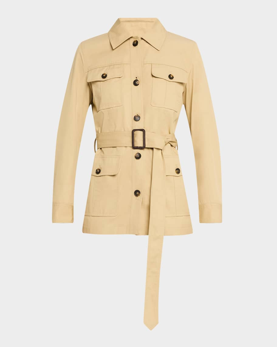 Nili Lotan Mila Compact Cotton Belted Safari Jacket | Neiman Marcus