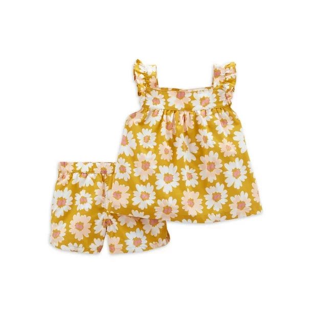 Carter's Child of Mine Baby and Toddler Girl Sleeveless Ruffle Top and Short Set, 2 Piece Outfit ... | Walmart (US)