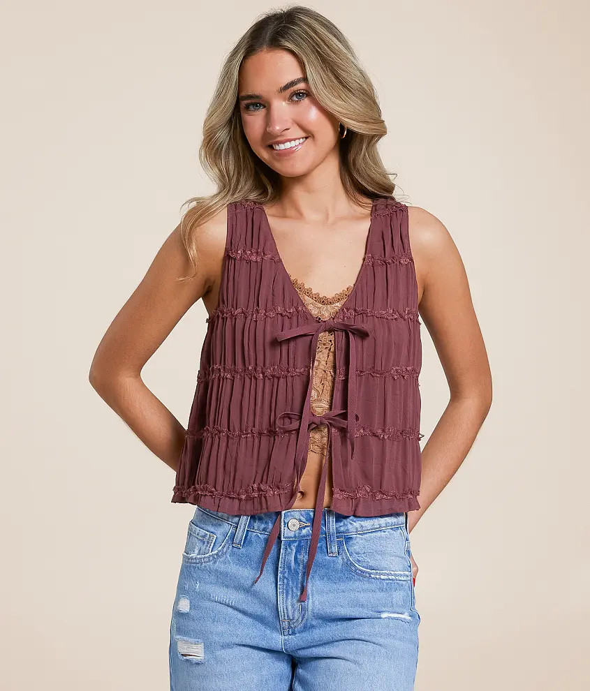 Chiffon Front Tie Tank Top | Buckle