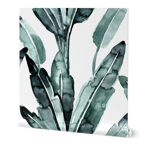 banana leaves_blue sage 27" | Spoonflower