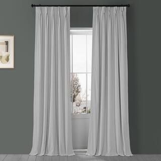 Exclusive Fabrics & Furnishings Porcelain White Velvet Pinch Pleat Blackout Curtain - 25 in. W x ... | The Home Depot