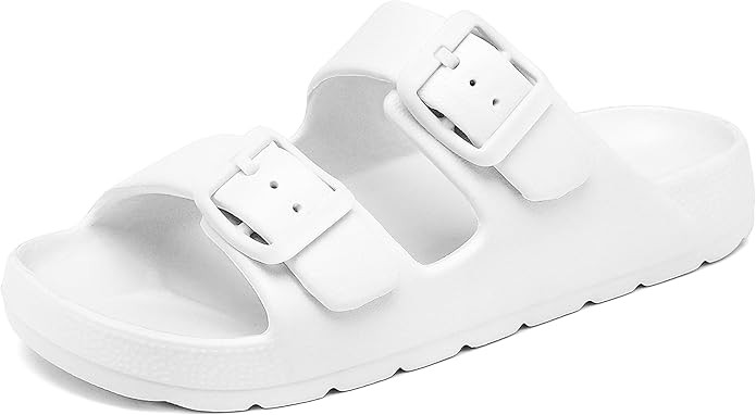 INMINPIN Boys Girls Double Buckle Slide Sandals Comfort Beach Pool Shower Slippers Adjustable Ind... | Amazon (US)