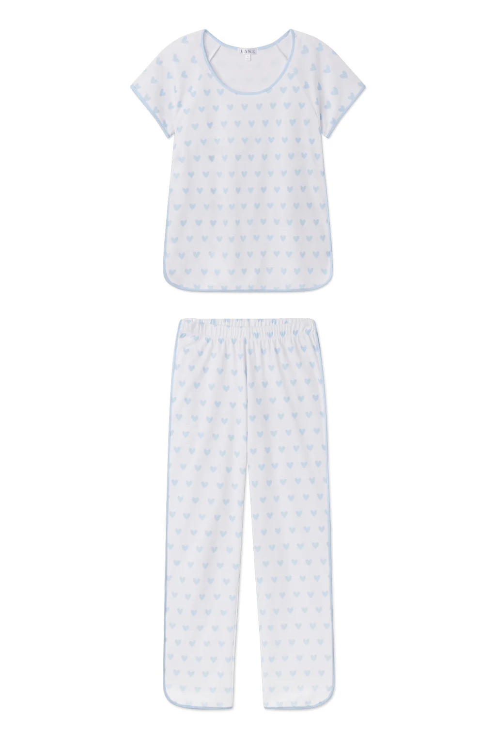 Pima Short-Long Set in French Blue Heart | Lake Pajamas