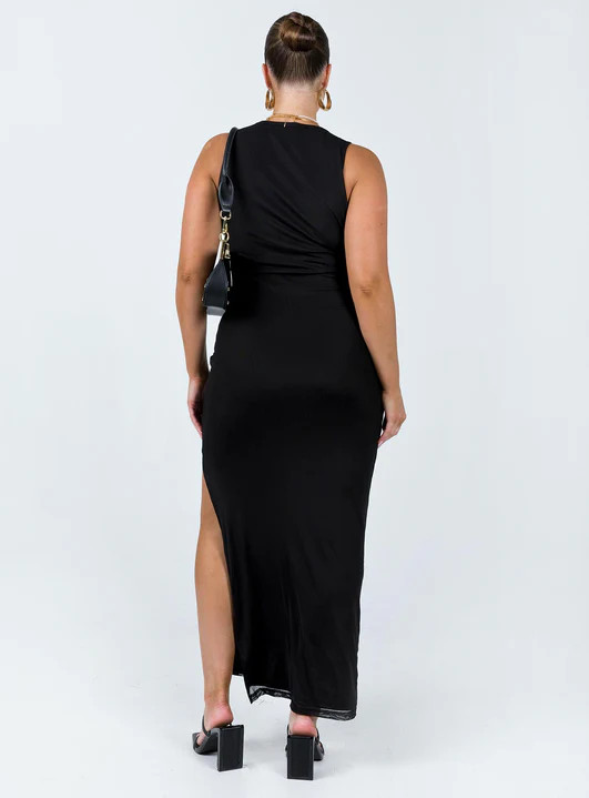 Brenly Mesh Maxi Dress Black | Princess Polly US