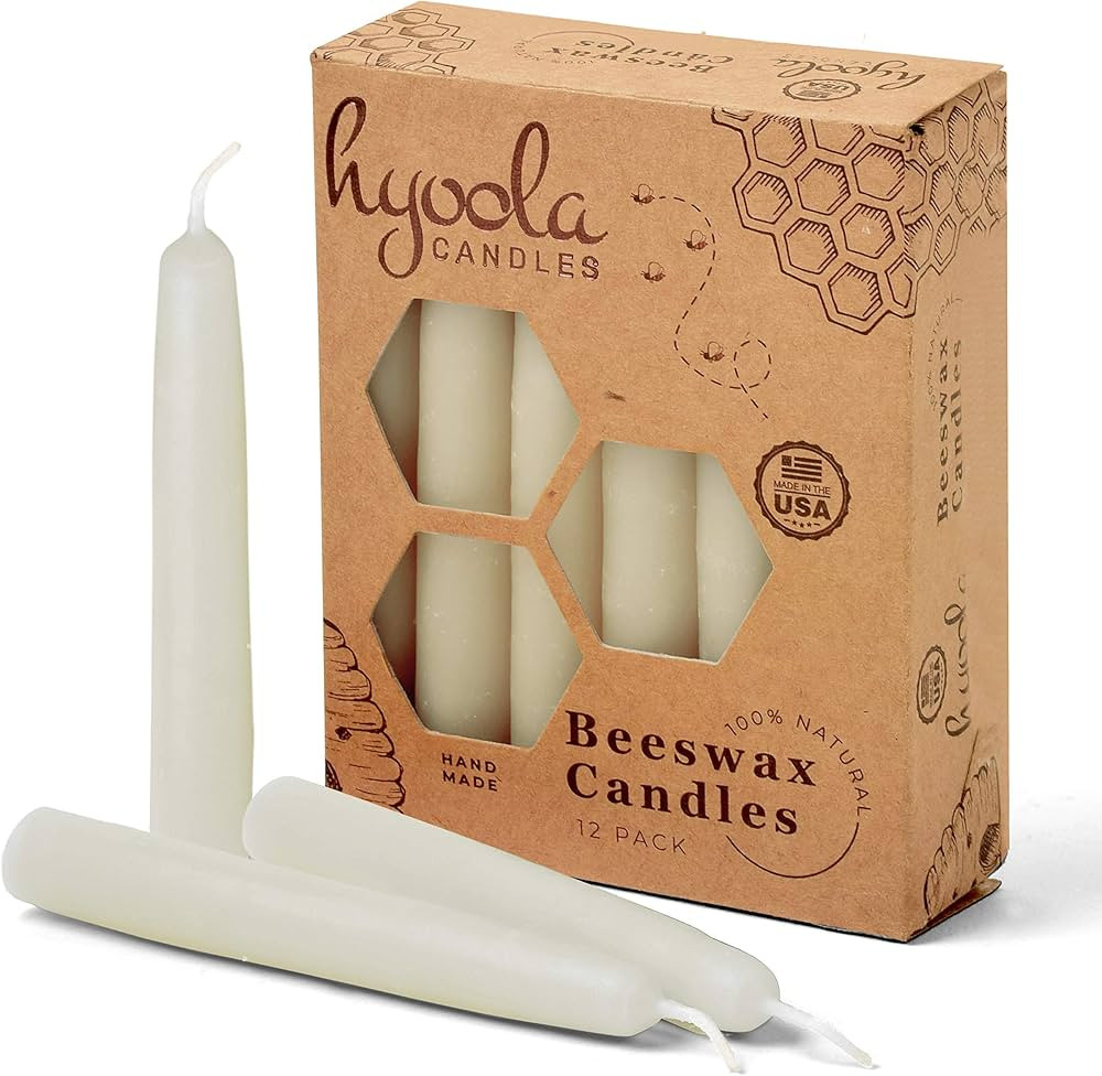 Hyoola Beeswax Candles 12 Pack - All Natural 100% Beeswax Tree Candles - 1/2 Inch Candles - Handm... | Amazon (US)