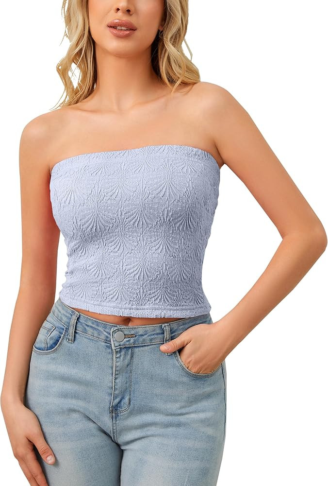 Love Letter Tube Top Women Textured Cami Jacquard Floral Strapless Off Shoulder Top Sleeveless Ba... | Amazon (US)
