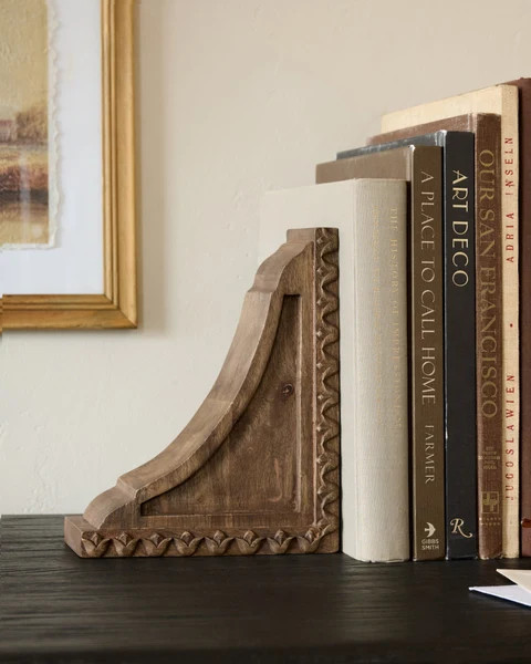 Warren Hand Carved Wood Bookends | Magnolia
