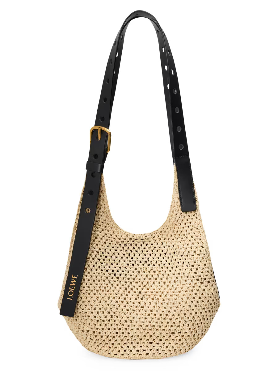 LOEWE x Paula's Ibiza Small Punch Hole Raffia Hobo Bag | Saks Fifth Avenue