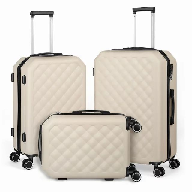 3 Piece Hardshell Suitcase Spinner with TSA Lock, Tan Beige | Walmart (US)