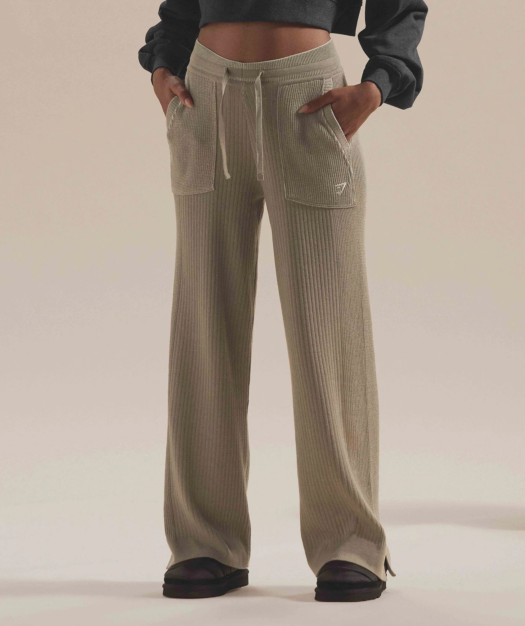 Gymshark Pause Knitwear Pants - Cement Brown/Pebble Grey | Gymshark US