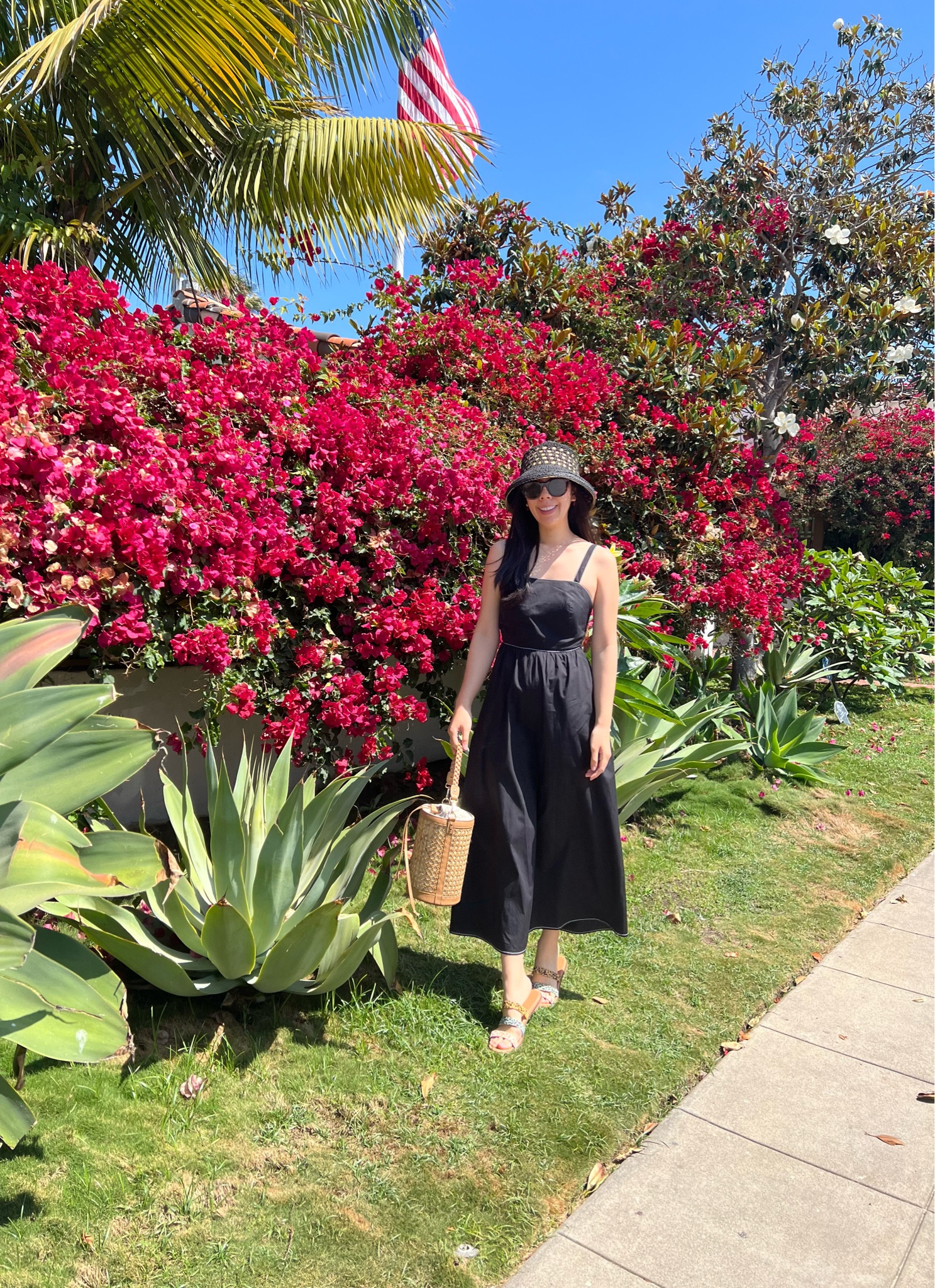 This black midi dress is the perfect piece for the summer when I “have nothing to wear!” It has the cutest exposed bow back detail and I was surprised that I didn’t need any alterations for it to fit my height! I paired this solid number with a rattan/straw bucket hat and my rattan bucket bag for a day along the beach. 

#coastalgrandmother #bucketbag #buckethat #rattan 

#LTKShoeCrush #LTKItBag #LTKSeasonal