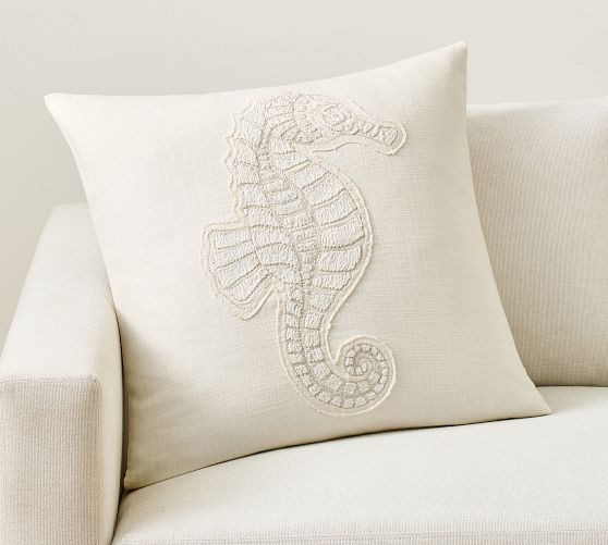 Seahorse Embroidered Pillow | Pottery Barn (US)