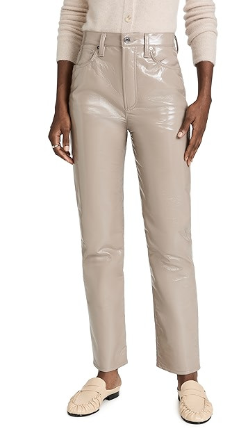 Recycled Leather 90s Pinch Waist Pants | Shopbop