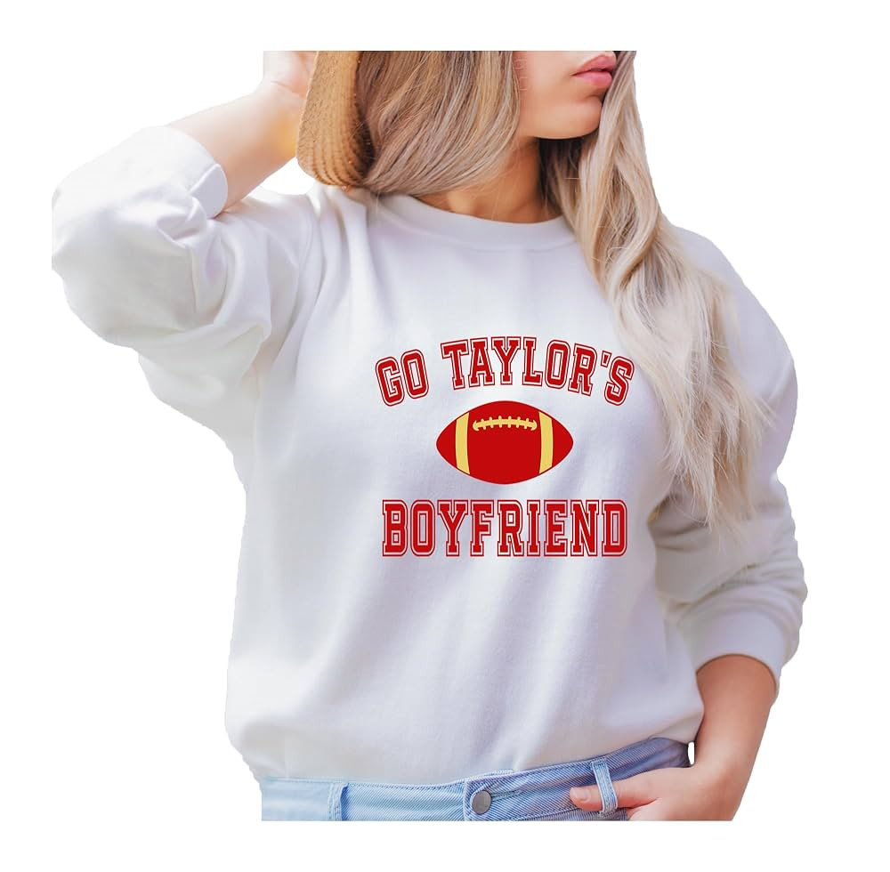 Go Taylor's Boyfriend Sweatshirt, Travis Kelce Sweatshirt, Game Day Sweater, Funny Football Sweat... | Amazon (US)
