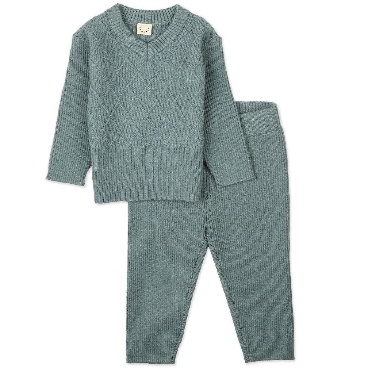 MiniMoi 2 Piece Baby and Toddler Boys "Romeo" Mixed Knit Pullover Sweater Set Blue 18 Months | Target
