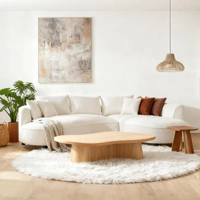 124âBoucle Curved Sofa Cloud Couch â Modern 5-Seat Sectional Sofa, Beige | Wayfair North America