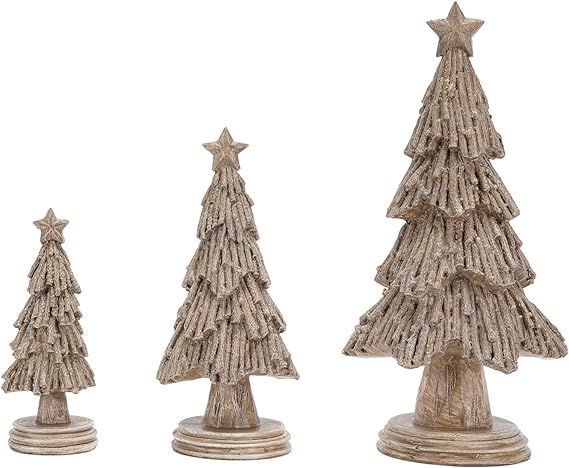 SOFFEE DESIGN Set of 3 Mini Christmas Tree Resin Ornaments for Fireplace Socks Accessories, Chris... | Amazon (US)