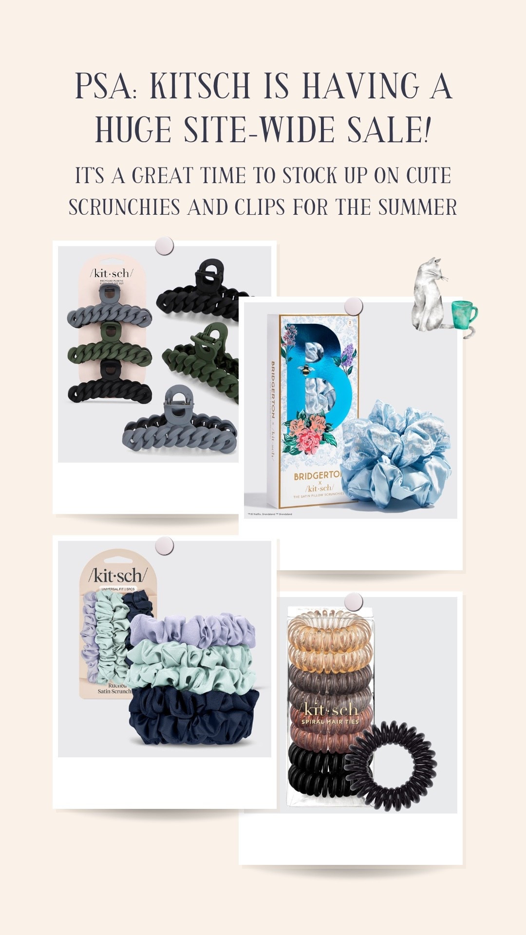 Great Fourth of July sale going on at Kitsch! These clips and scrunchies are calling my name. I love the spiral hair ties for the gym, and the rest are perfect for warm weather and sunny days! 

#LTKActive #LTKBeauty #LTKSaleAlert