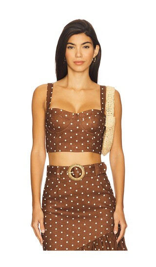 Cara Cara Claudine Top in Chocolate. - size 8 | Revolve Clothing (Global)