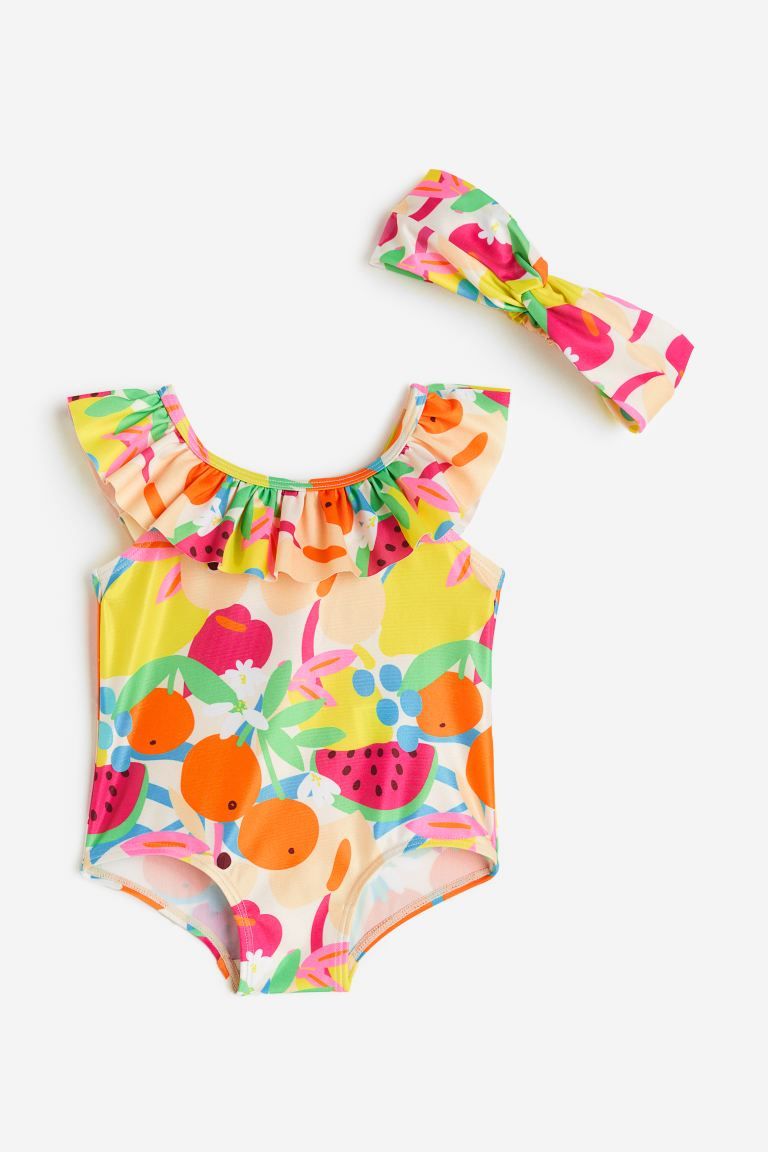 Swimsuit and Hairband - Bright yellow/fruit - Kids | H&M US | H&M (US + CA)