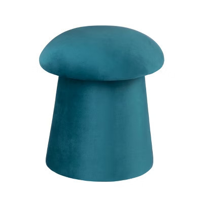 Crestview Collection Teal Upholstered Mushroom Ottoman with Storage | Target
