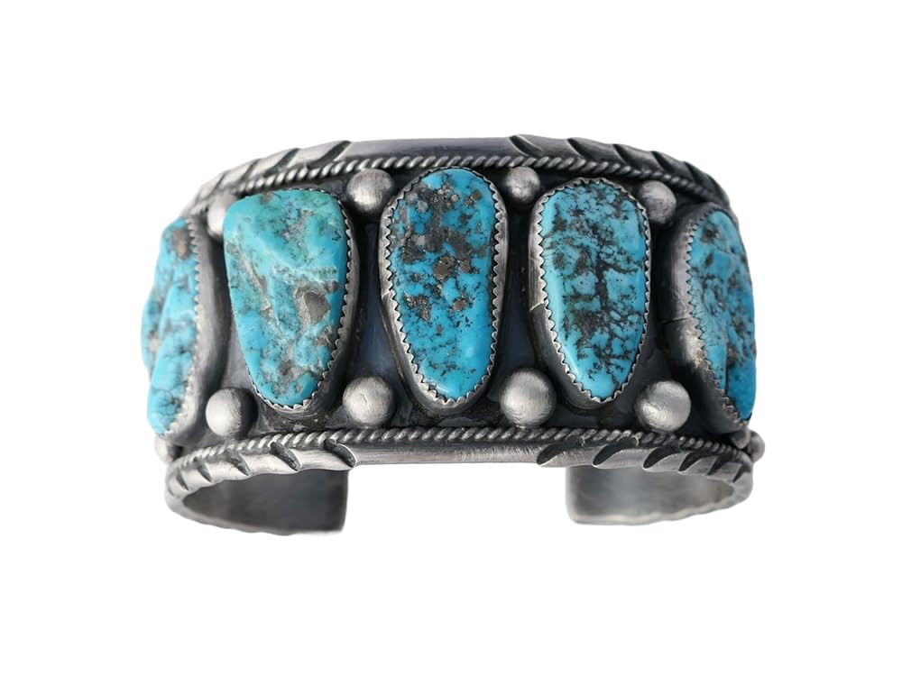 big mens turquoise cuff silver 7 1/2 inch, Navajo cuff bracelet Kingman turquoise cuff, wide silv... | Amazon (US)
