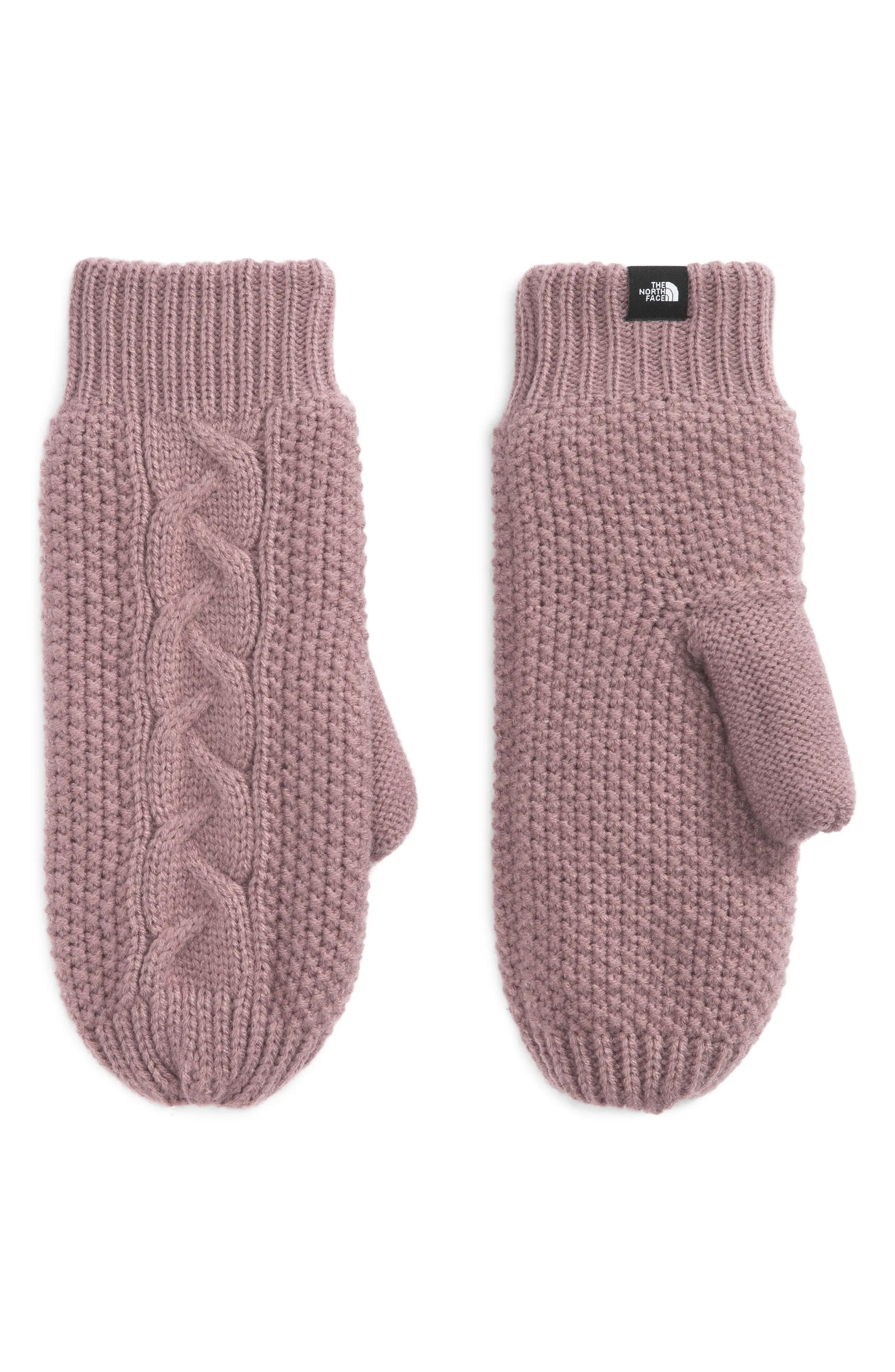 The North Face Minna Cable Knit Mittens in Twilight Mauve at Nordstrom, Size X-Small | Nordstrom