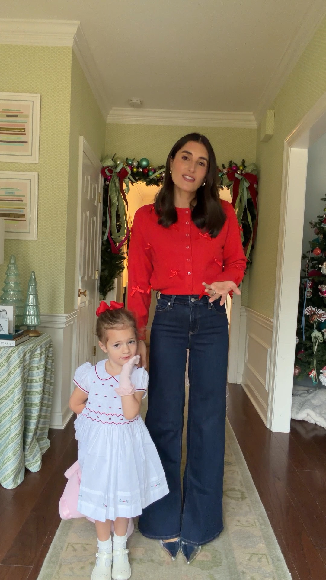 Breakfast with Santa outfit! Wearing a small in the sweater and true size in the jeans! 

#LTKHoliday #LTKFindsUnder100 #LTKFindsUnder50