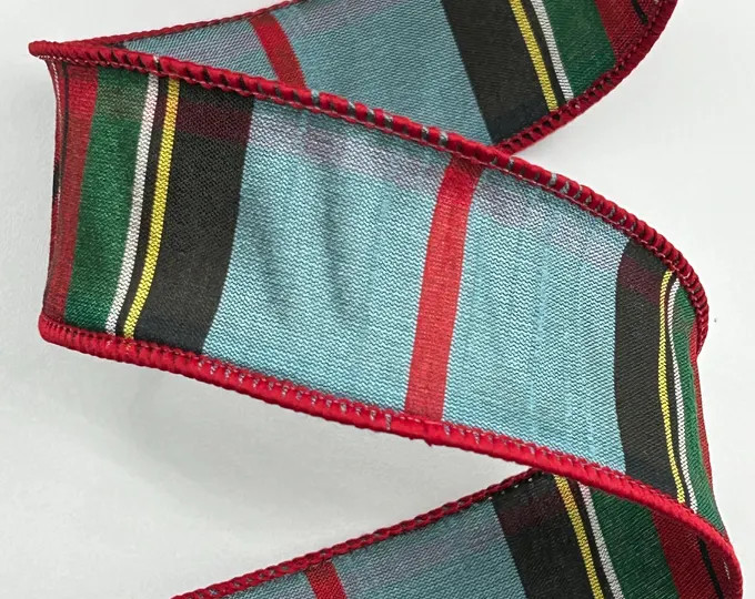 1.5" 2.5" or 4" Red Blue Tartan Plaid Ribbon ~ d stevens ~ Wired Edges ~ 10 Yard Roll | Etsy (US)