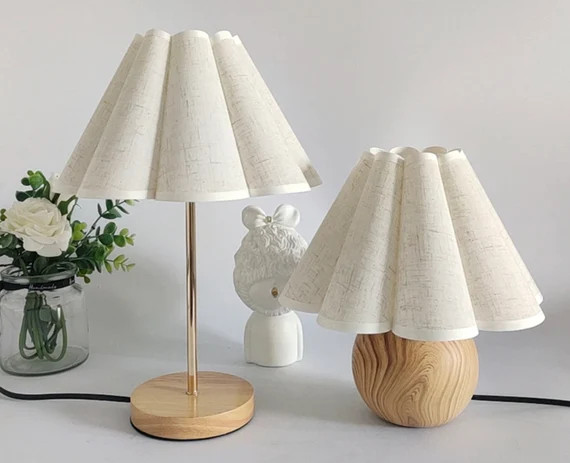 Cute Vintage Inspired Fluted Tulip Pleat Lampshade Lamp Korean | Etsy | Etsy (US)