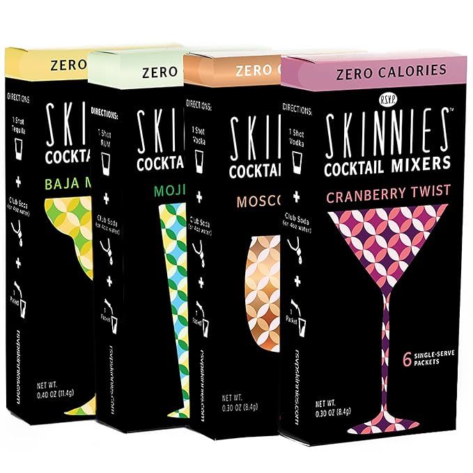 RSVP Skinnies Variety Pack - Zero Sugar Mixers for Cocktails or Mocktails - No Aspartame, Gluten ... | Amazon (US)