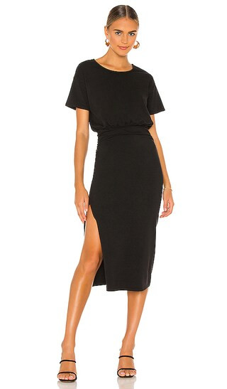 Easy Ruched Midi Dress in Black | Revolve Clothing (Global)