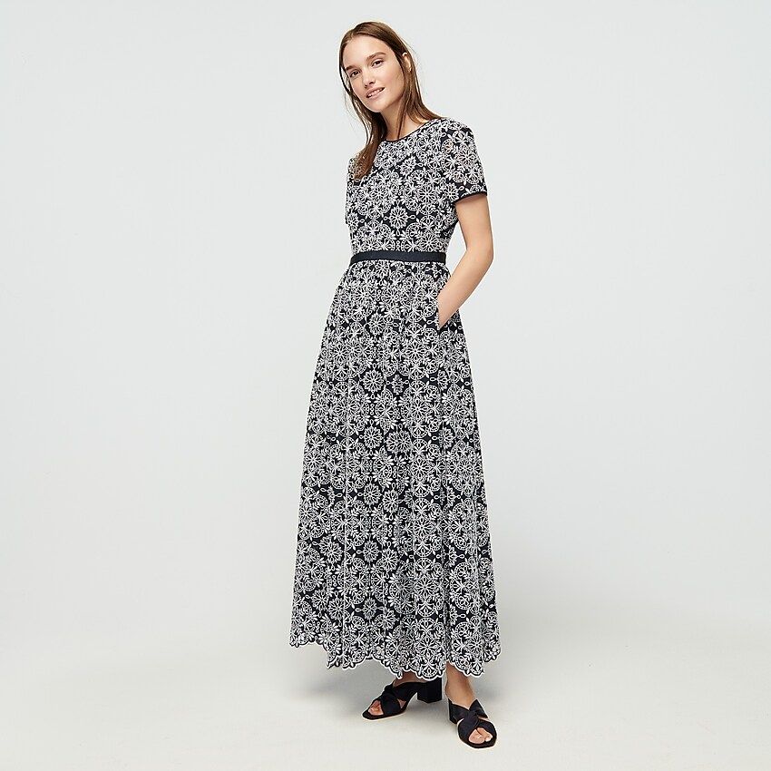 Short-sleeve maxi dress in eyelet | J.Crew US