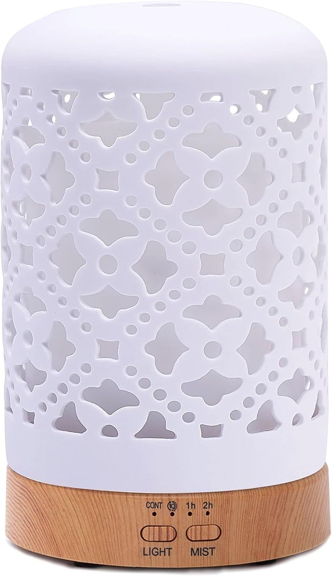 Essential Oil Diffuser, White Ceramic Aroma Diffuser, Aromatherapy Diffuser with Timers and Inter... | Amazon (US)