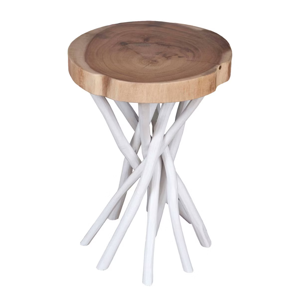 East at Main 22" Small Liberte Round Side Table with Stick Base: Teak Top, No Assembly Required | Target