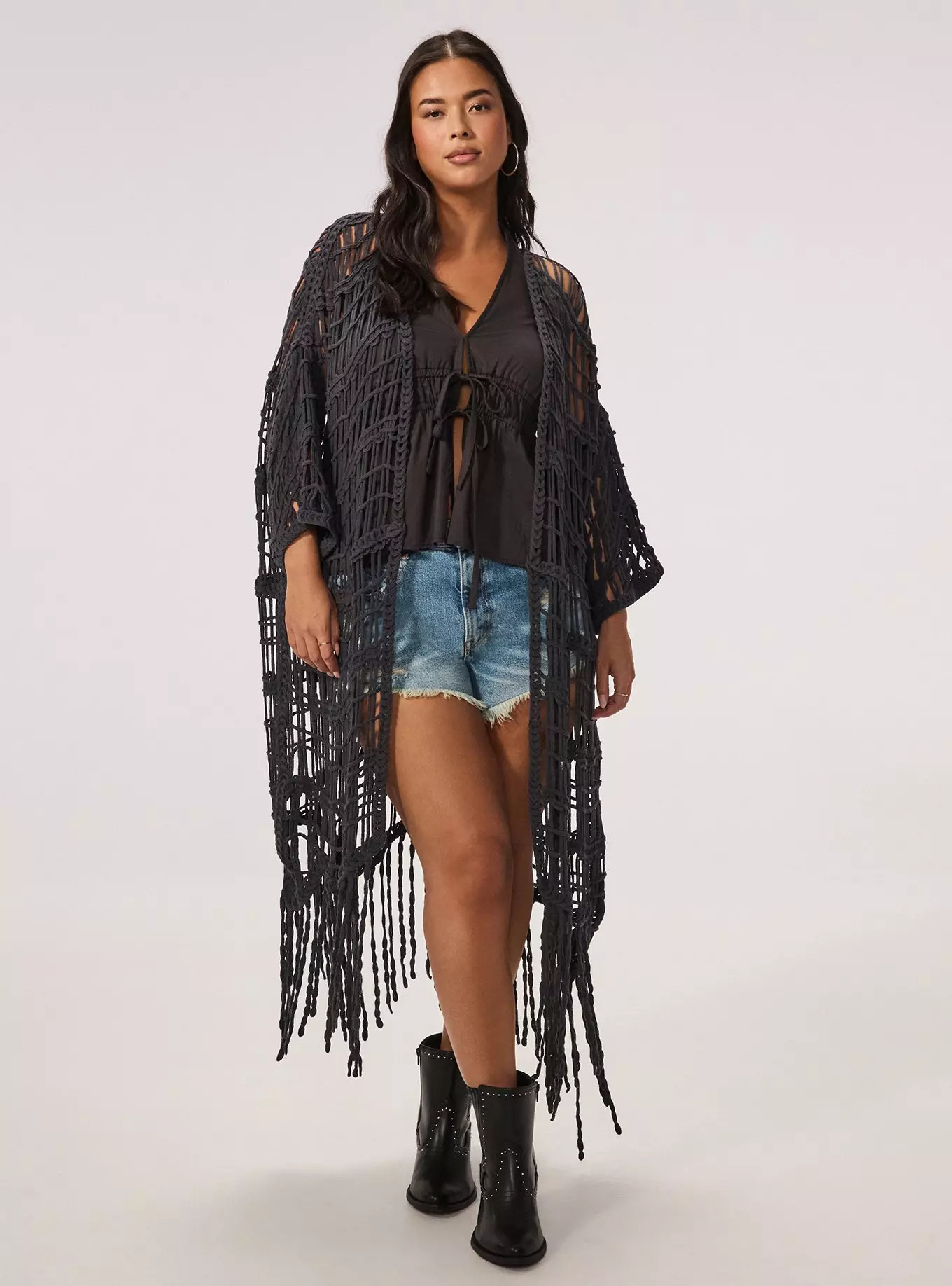 Festi Crochet Fringe Kimono | Torrid (US & Canada)
