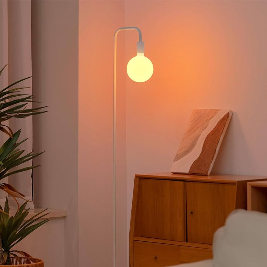ONEWISH Floor Lamp for Living Room - Minimalist Standing Lamp with Modern LED Bulb, White Frosted... | Amazon (US)