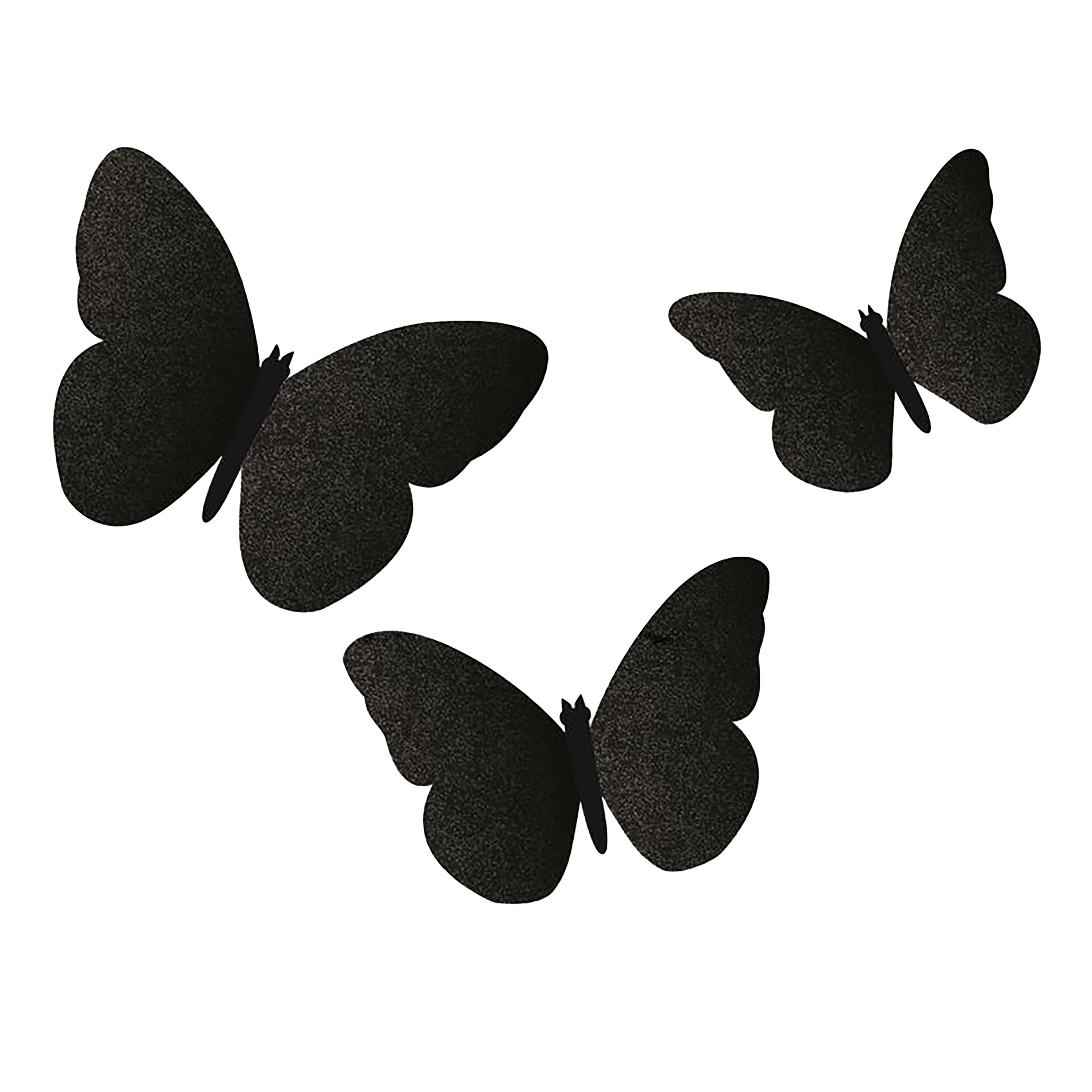Black Glitter Butterfly Adhesive Decor 24 Piece | World Market