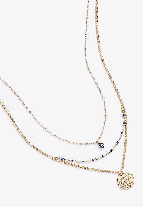 Evil Eye Gold Pendant Layered Necklace | Maurices