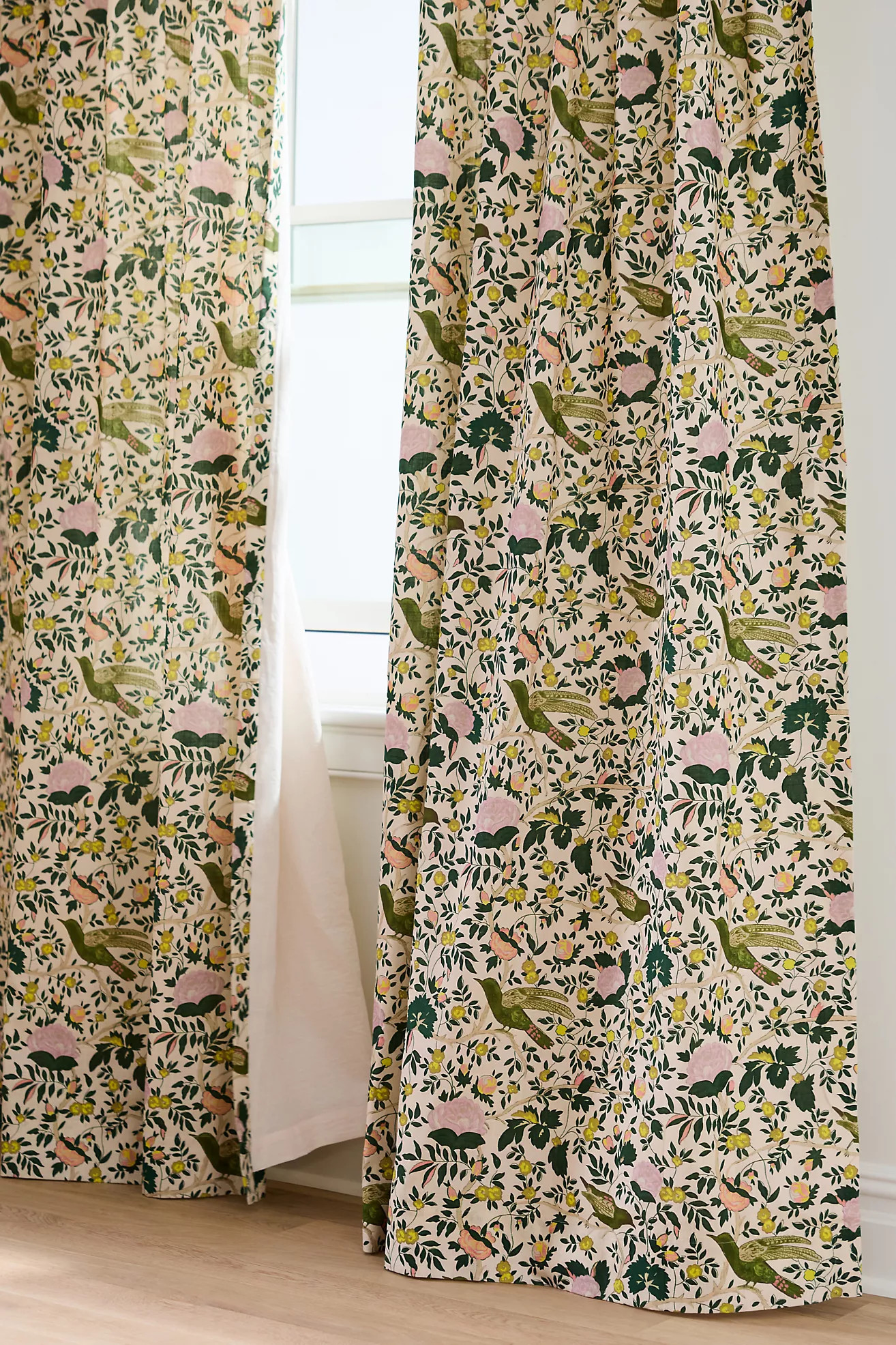 Wren Printed Woven Cotton Bird Curtain | Anthropologie (US)
