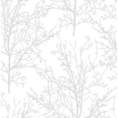 NextWall Pearl Gray Tree Branches Peel and Stick Wallpaper | Target