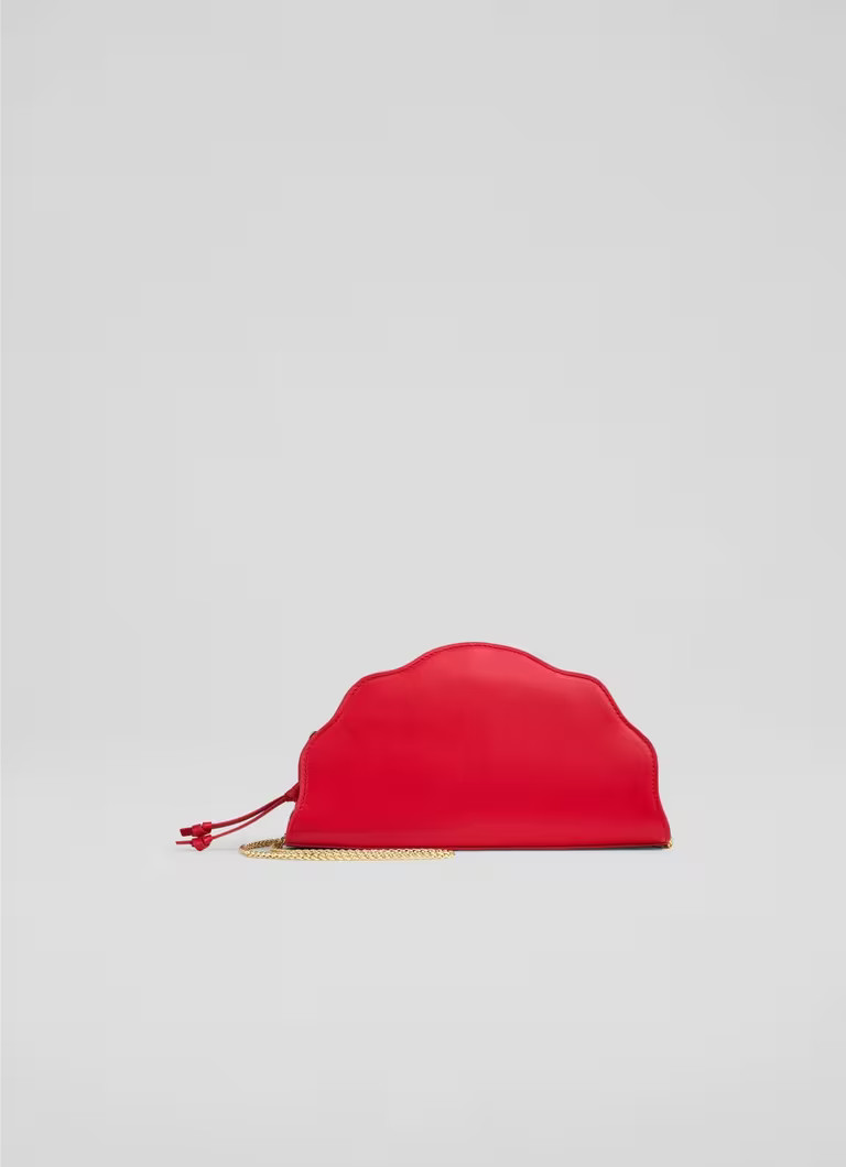Suzy Red Leather Scallop Clutch | L.K. Bennett (UK)