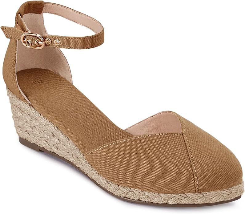 Juliet Holy Womens Espadrilles Sandals Closed Toe Platform Ankle Strap Casual Summer Wedges | Amazon (US)