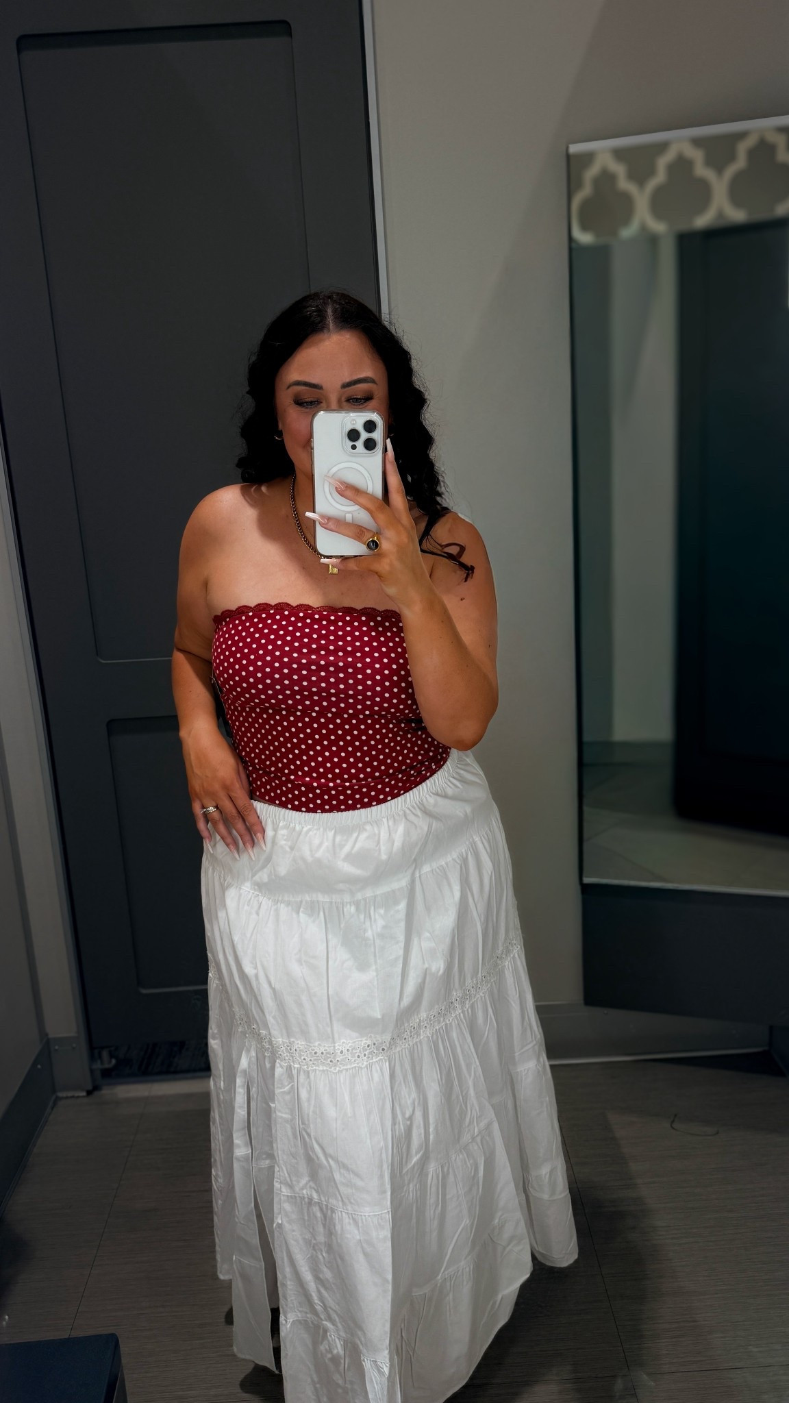 Top size medium( I did downsize since I’m not wearing a bra and wanted it to be fitted) 
Skirt size extra large runs true to size

For a reference, I’m 188Lbs and 5’5

#LTKSeasonal #LTKootd #LTKMidsize