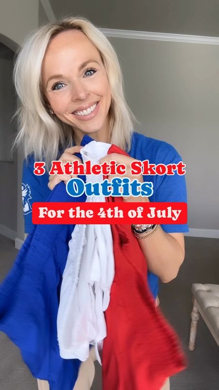 Outfit inspo for the 4th of July! All these athletic skorts are from Amazon and so perfect for everyday too! Wearing a large in the red & blue one, medium in the white from czy yoga! Medium in the bodysuit too! 

#LTKActive #LTKFindsUnder50 #LTKStyleTip