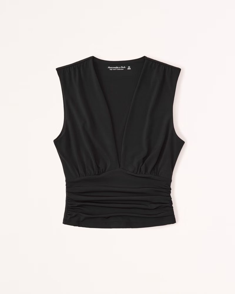 Cropped V-Neck Ruched Top | Abercrombie & Fitch (US)
