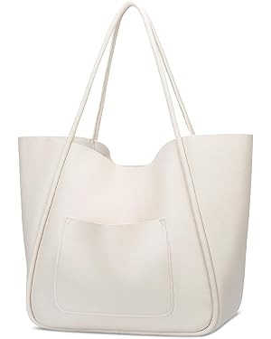 KKXIU Tote Bag for Women Vegan Leather Shoulder Purse Large Capacity Travel Bag | Amazon (US)