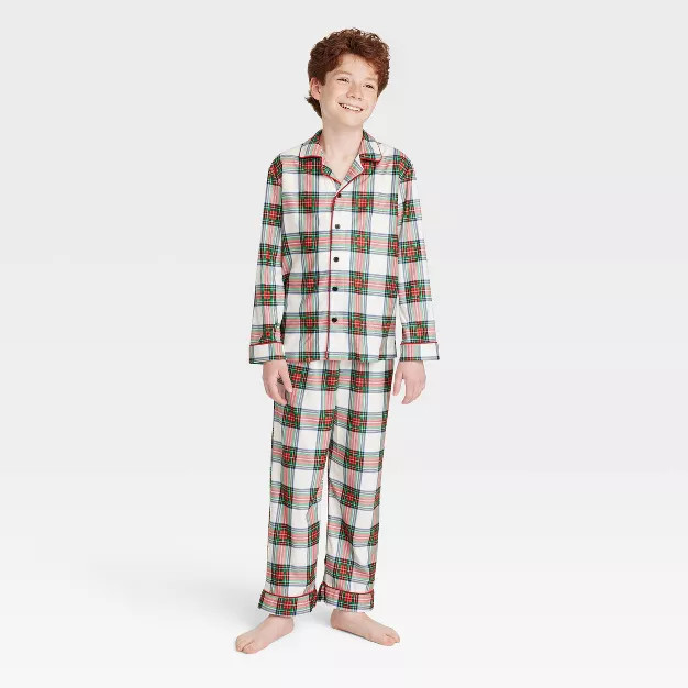 Kids' Holiday Tartan Plaid Flannel Matching Family Pajama Set - Wondershop™ Cream | Target